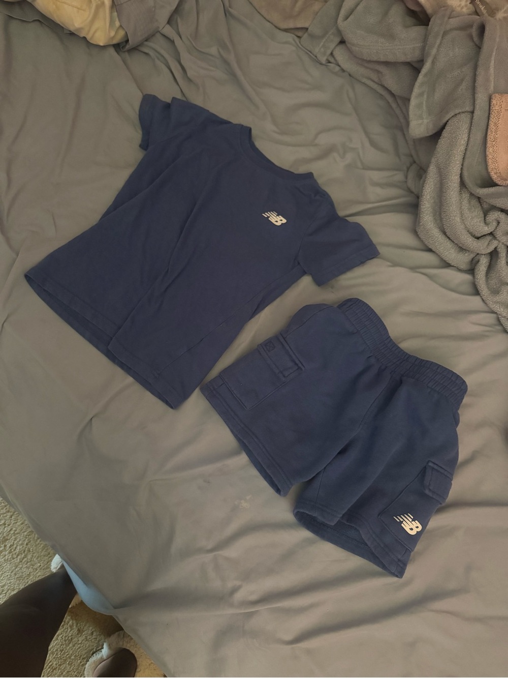New Balance Navy Kids Tee and Cargo Shorts Set